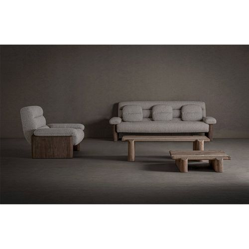 Sofa Jacquard Contemporain En Bois D'orme Finition Marron Vieilli