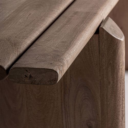 Table à Manger Contemporaine En Bois De Manguier Brun Clair Vieilli