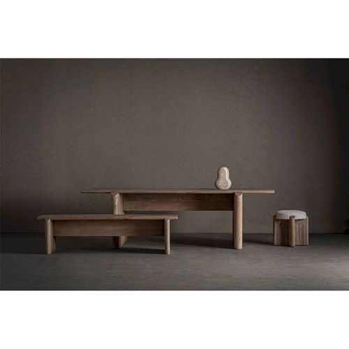 Table à Manger Contemporaine En Bois De Manguier Brun Clair Vieilli