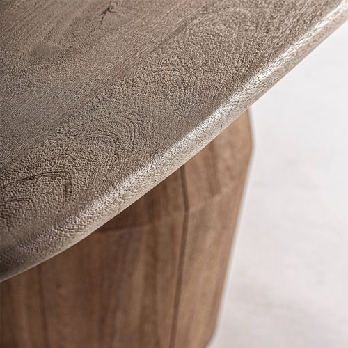 Table Contemporaine En Bois De Manguier Et Marbre Brun Clair