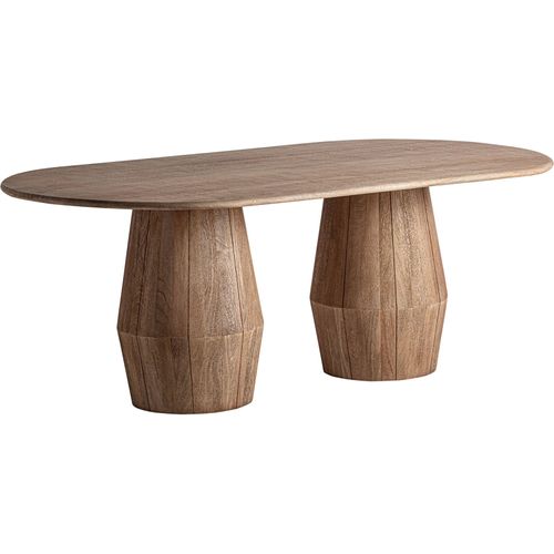 Table Contemporaine En Bois De Manguier Et Marbre Brun Clair