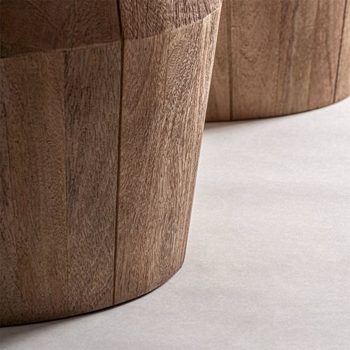 Table Contemporaine En Bois De Manguier Et Marbre Brun Clair