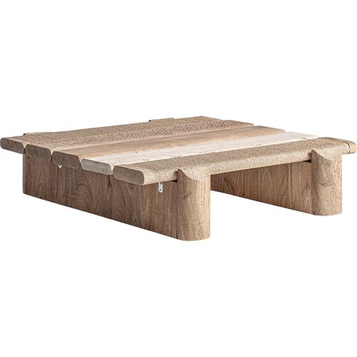 Table Basse Contemporaine En Bois De Manguier Et Verre Vieilli