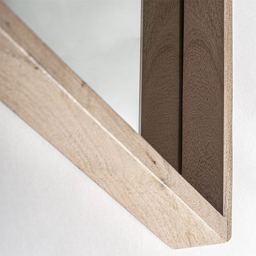 Miroir Mural Jacquard En Bois De Manguier Finition Vieilli Marron