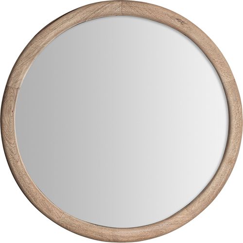 Miroir Jacquard Contemporain En Bois De Manguier Et Raphia