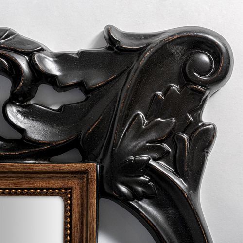 Miroir Noir Classique Finition Patinée Élégance Intemporelle
