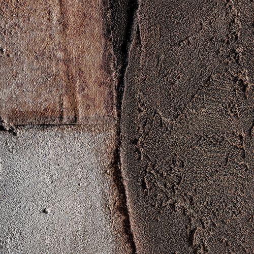 Tableau Contemporain En Toile Marron Finition Artisanale - 141 X 141 Cm