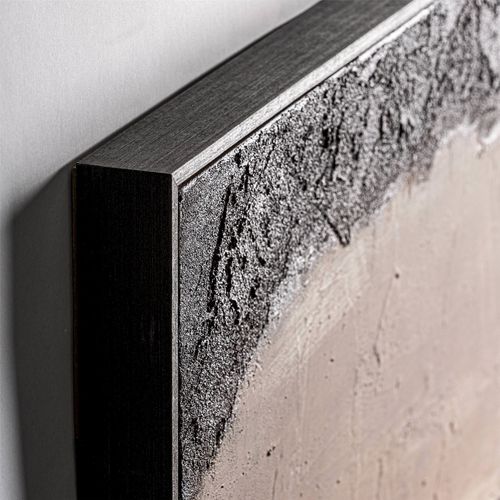 Tableau Contemporain En Toile Marron Finition Artisanale - 141 X 141 Cm