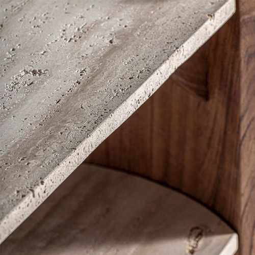 Table Basse Travertin Beige Style Contemporain Finition Artisanale