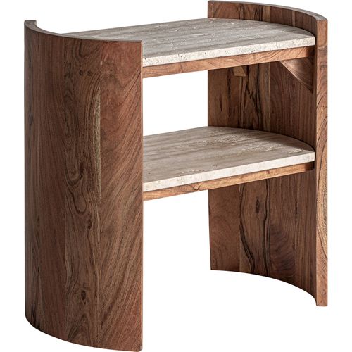 Table Basse Travertin Beige Style Contemporain Finition Artisanale