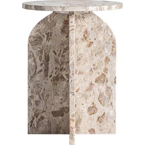 Table D'appoint Art Déco En Travertin Beige Finition Artisanale