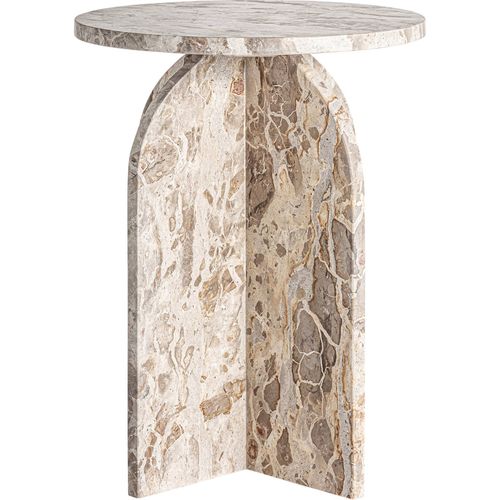 Table D'appoint Art Déco En Travertin Beige Finition Artisanale