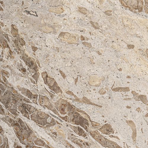 Table D'appoint Art Déco En Travertin Beige Finition Artisanale