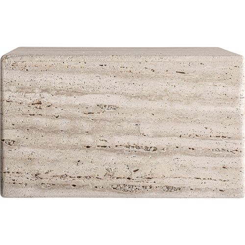 Table Basse Travertin Beige Style Art Déco Finition Vieillie