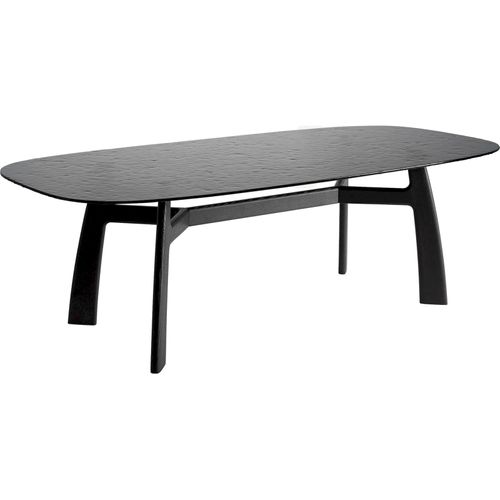 Table De Salle à Manger Contemporaine En Frêne Noir Brillant