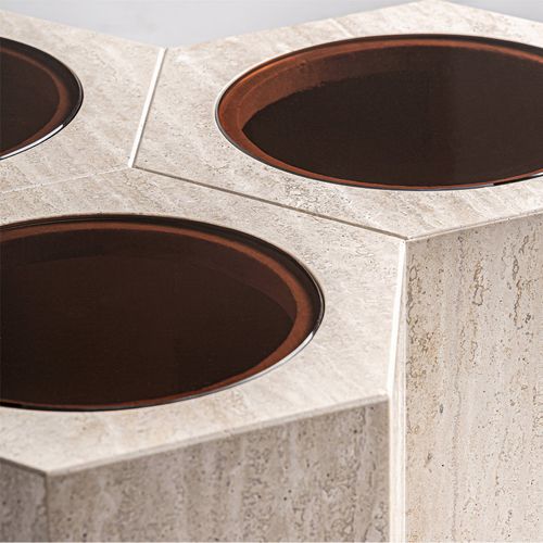 Table Basse Art Déco En Travertin Brun Clair Style Contemporain