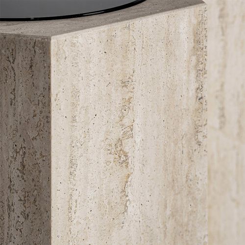 Table Basse Art Déco En Travertin Brun Clair Style Contemporain