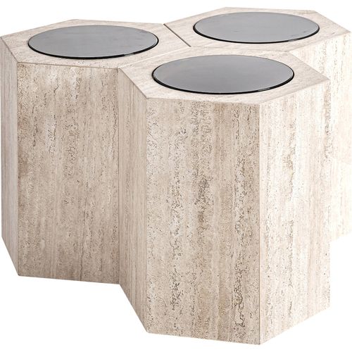 Table Basse Art Déco En Travertin Brun Clair Style Contemporain