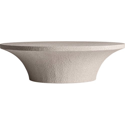 Table Basse Contemporaine Beige En Ciment Et Travertin Raffiné