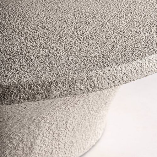 Table Basse Contemporaine Beige En Ciment Et Travertin Raffiné