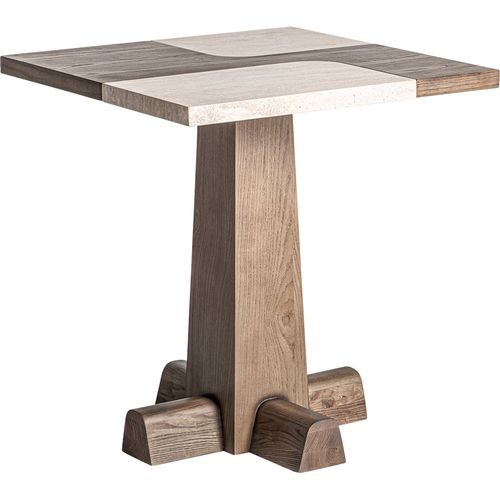 Table De Bar Contemporaine En Chêne Finition Brillante Marron