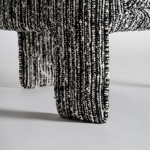 Fauteuil Contemporain Noir En Polyester Imprimé Pieds Bois