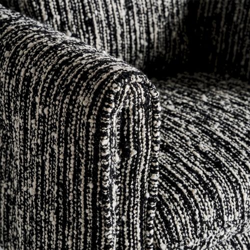 Fauteuil Contemporain Noir En Polyester Imprimé Pieds Bois