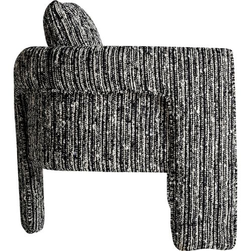 Fauteuil Contemporain Noir En Polyester Imprimé Pieds Bois