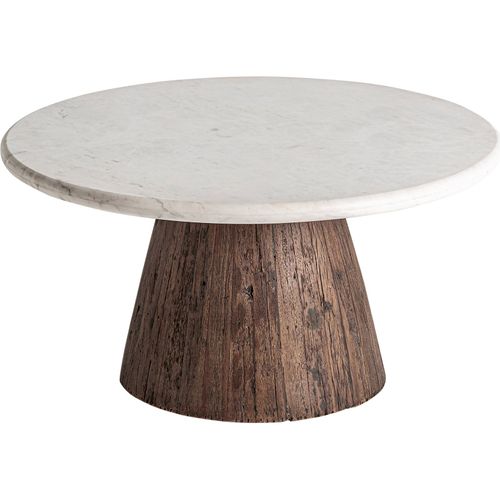 Table Basse Rustique En Bois Vieilli Avec Plateau Miroir Marron