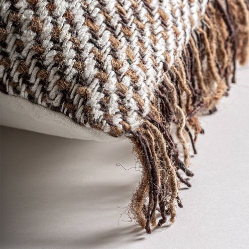 Coussin Boho Marron Effet Marbré Douceur Coton Et Lin