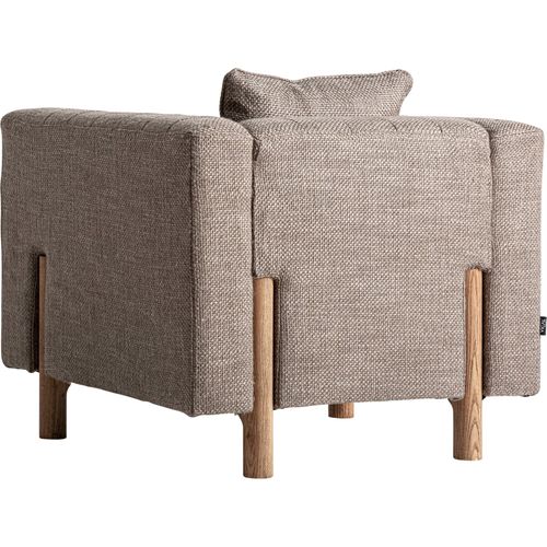 Fauteuil Gris Style Colonial En Polyester Et Bois De Pin Marbré