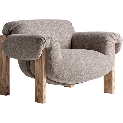 Fauteuil Contemporain Marron Assise Confortable Bois Et Polyester