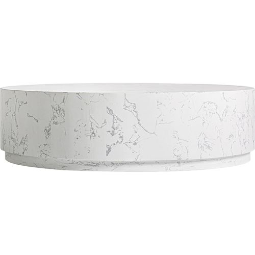 Table Basse Art Déco En Pierre Blanche Finition Marbrée Élégante