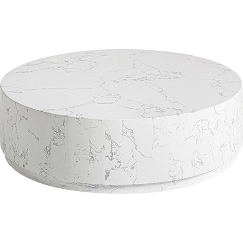 Table Basse Art Déco En Pierre Blanche Finition Marbrée Élégante