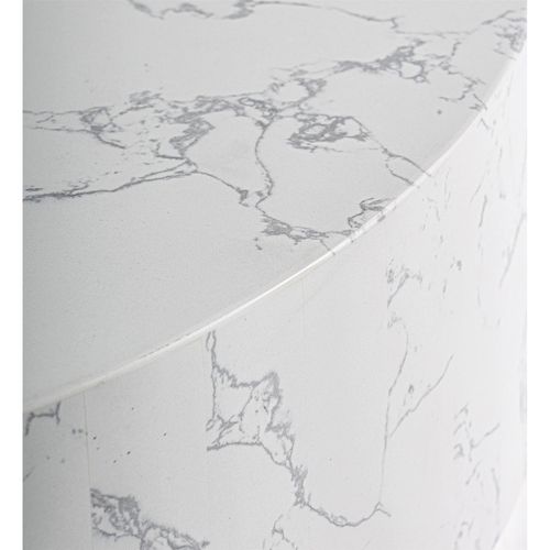 Table Basse Art Déco En Pierre Blanche Finition Marbrée Élégante