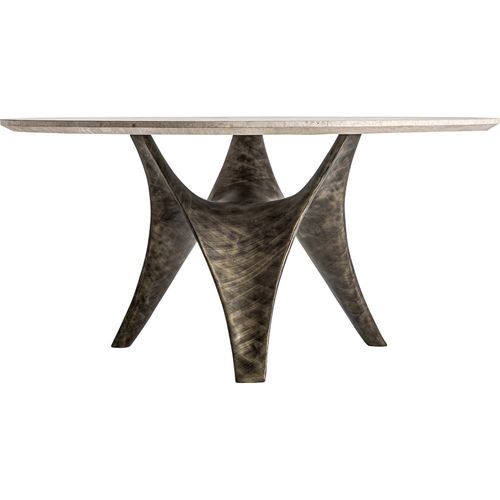 Table Salle à Manger Travertin Style Art Déco Finition Marbrée