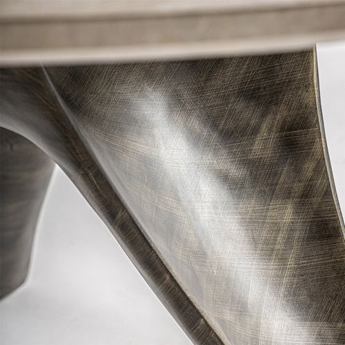 Table Salle à Manger Travertin Style Art Déco Finition Marbrée