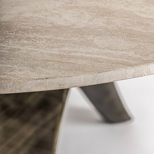 Table Salle à Manger Travertin Style Art Déco Finition Marbrée