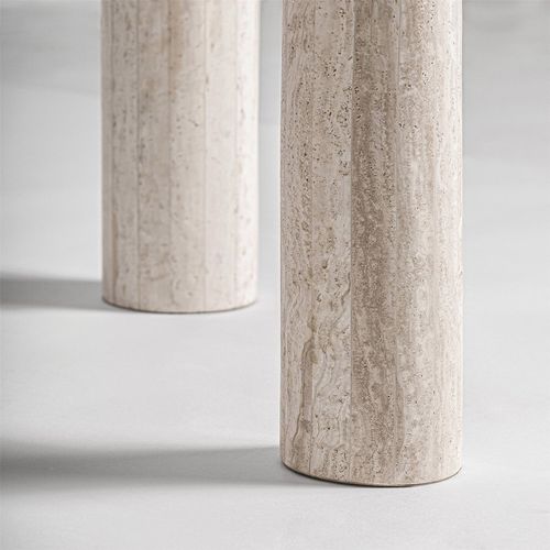 Table De Salle à Manger Travertin Blanc Cassé Style Art Déco