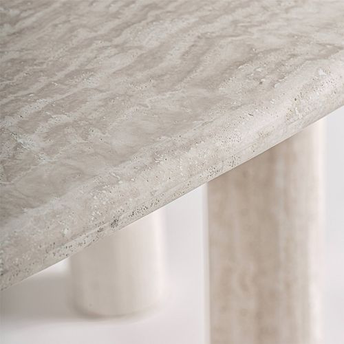 Table De Salle à Manger Travertin Blanc Cassé Style Art Déco