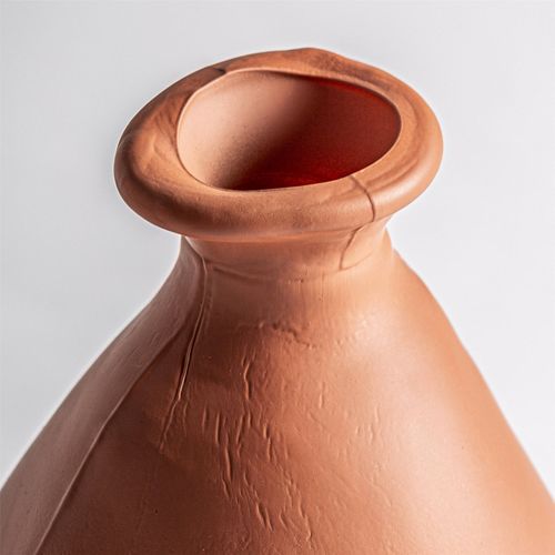Vase Décoratif Contemporain Orange Finition Mate En Verre