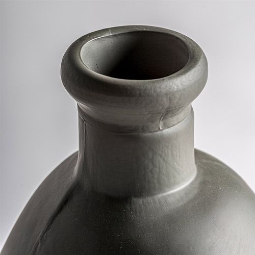 Vase Contemporain En Verre Gris Finition Vieillie Style Ethnique