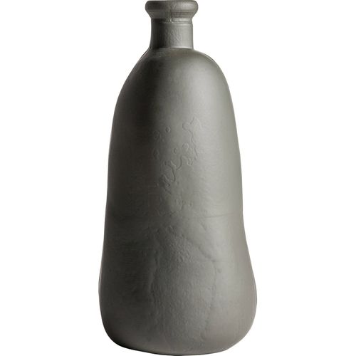 Vase Contemporain En Verre Gris Finition Vieillie Style Ethnique
