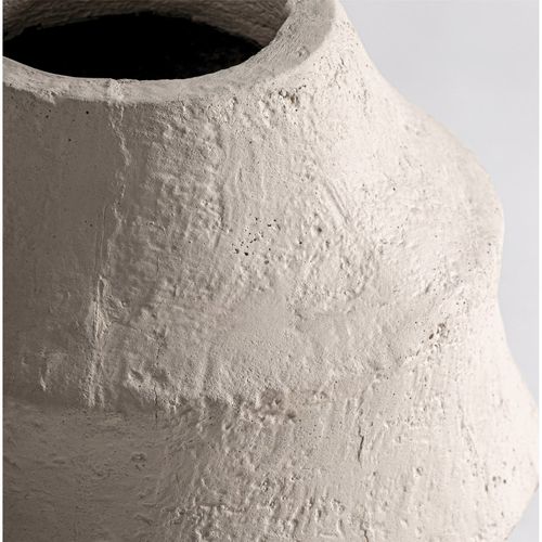 Vase Contemporain En Ciment Crème Finition Mate Pour Décoration Chic