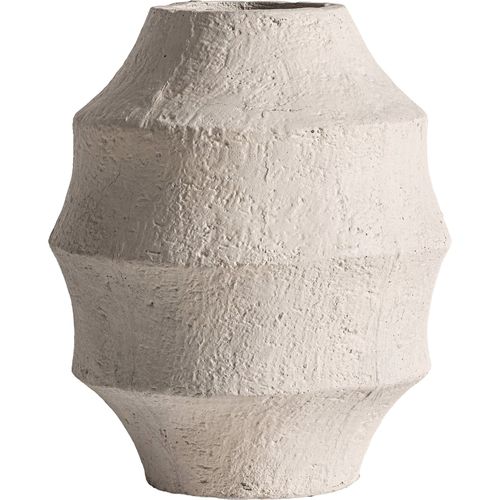 Vase Contemporain En Ciment Crème Finition Mate Pour Décoration Chic