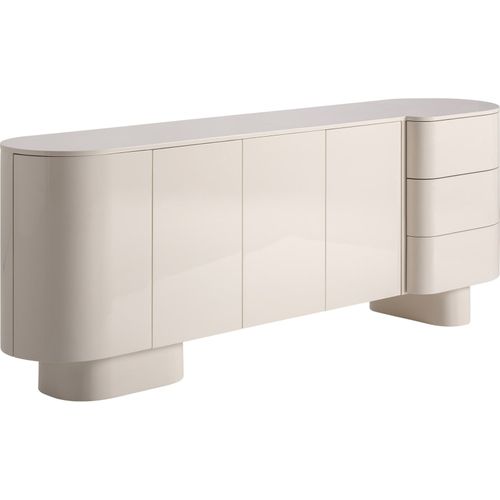 Buffet Contemporain Blanc Cassé Finition Brillante En Bois Mdf