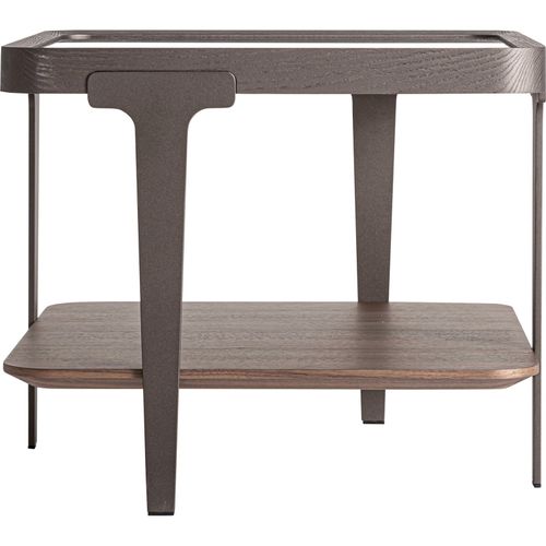 Table Basse Contemporaine En Bois De Frêne Et Verre Beige