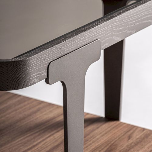 Table Basse Contemporaine En Bois De Frêne Et Verre Beige