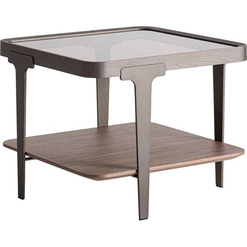 Table Basse Contemporaine En Bois De Frêne Et Verre Beige