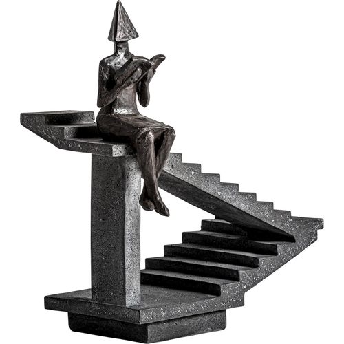 Figure Décorative Contemporaine Noire En Résine Finition Artisanale